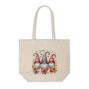 Floral Spring Garden Gnome Custom Tote Bag